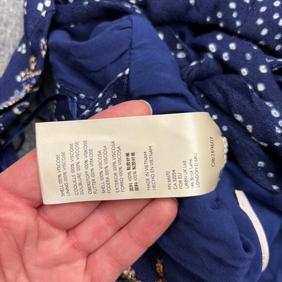 Free People Shangri-La Wide Leg Halter Jumpsuit Blue Scarf Print Sz 2 NEW $198 - Picture 11 of 16